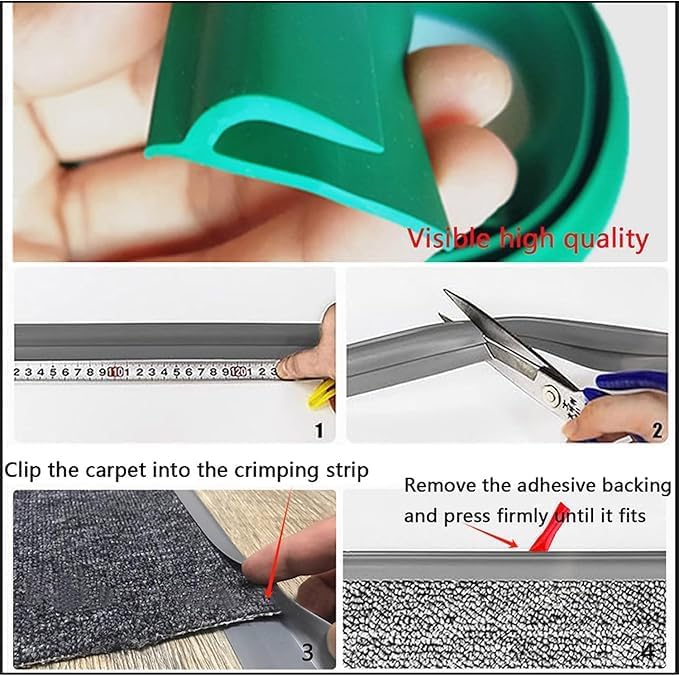 Self Adhesive Carpet Transition Strip with Edge Trim, Designed for Seamless Transitions from Carpet to Tile or Vinyl Floors, Perfect for Doorways.(Brown,36ft)