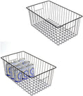 16inch Upright Freezer Organizer Baskets for 13-14,16-21 cu.ft Standup Freezer, Settle freezer chaos and reduce food waste effectively, Durable, Fully Use Space, Improve Air Circulate, Black, Pack 2
