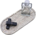 Natural Marble Tray, Oval Vanity Decorative Tray for Bathroom Counter, Countertop Stone Organizer, Catchall Tray for Kitchen, Perfume, Candles, Jewelry Dish Decorative Tray