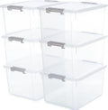 Citylife 6 Packs 32 QT Plastic Storage Bins with Lids Large Stackable Storage Containers for Organizing Clear Storage Box for Garage, Closet, Kitchen
