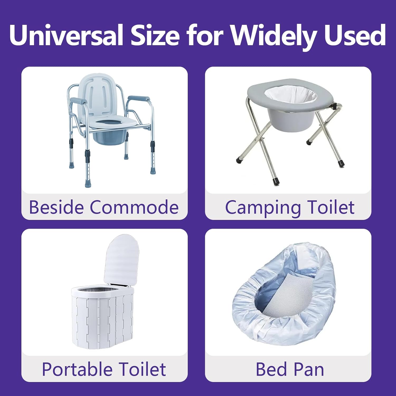 Senvok Commode Liners with Highly Absorbent Pads - 60 Pack | Lavender Scent | Leak-Proof Medical Grade Disposable Liners for Bedside Commode & Adult Toilet Care