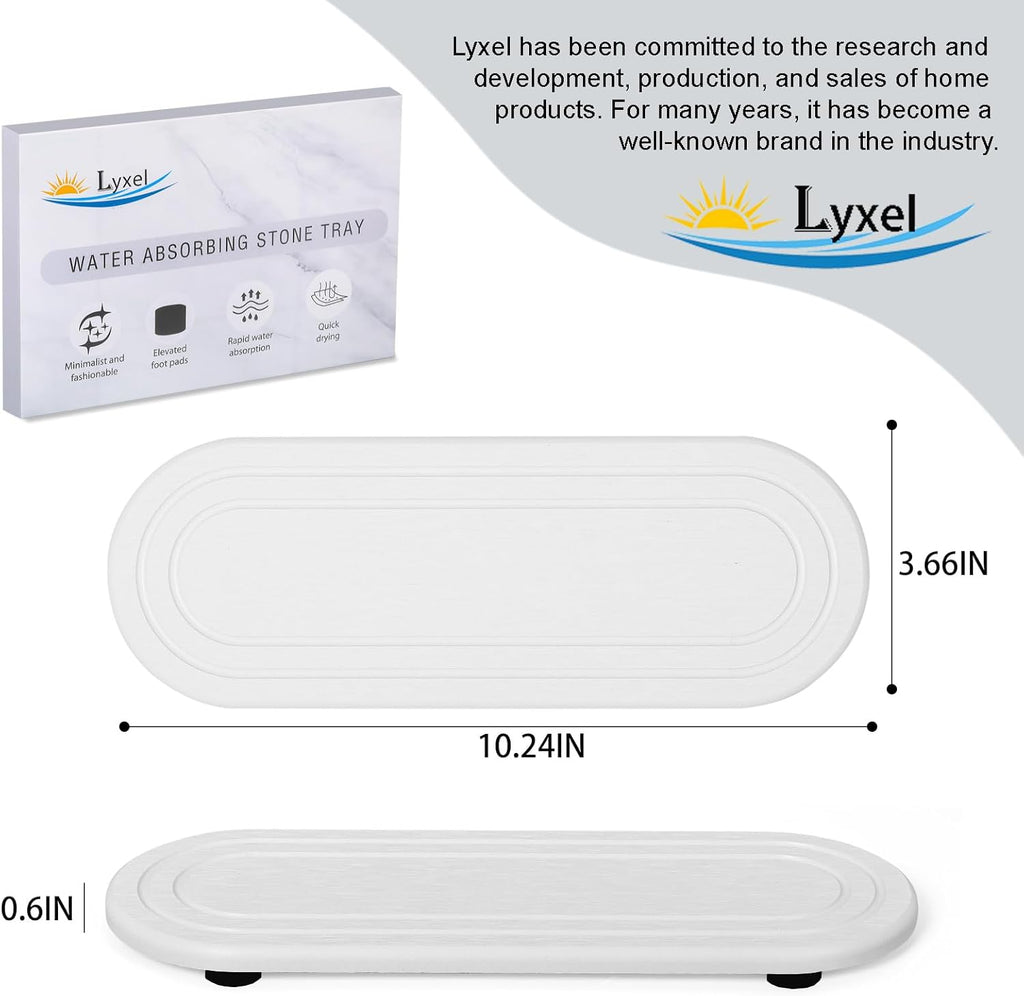 2PCS Water Absorbing Stone Tray, Fast Drying Diatomite Stone Sink Tray, Water Absorbent Diatomite Coasters, Stones Soap Trays for Kitchen Sink, Bathroom Counter Hand Soap Dish & Holders