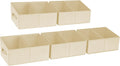 DIMJ Closet Storage Bins, 5 Pack Storage Baskets for Shelves, Foldable Closet Organizer with Handle, Linen Closet Organizers and Storage for Clothes, Toys, Towel, Books (Beige)