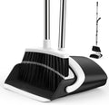 Broom and Dustpan Set for Home, 51-in Long Adjustable Handle Angle Broom and Dustpan Combo Set with Dust Pan Teeth to Clean Hair for Home Kitchen Office Lobby Floor Garden (Black&White)