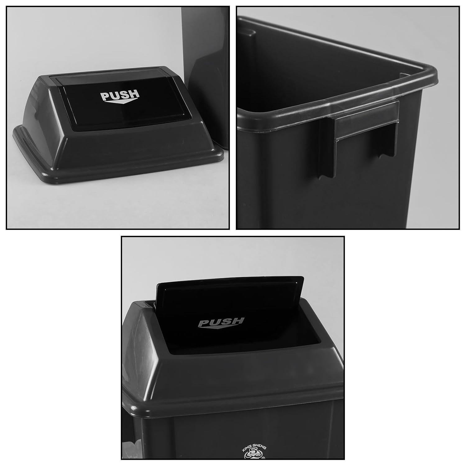 4-Pack 13 Gallon Plastic Swing Top Kitchen Trash Can, Garbage Bin with Lid