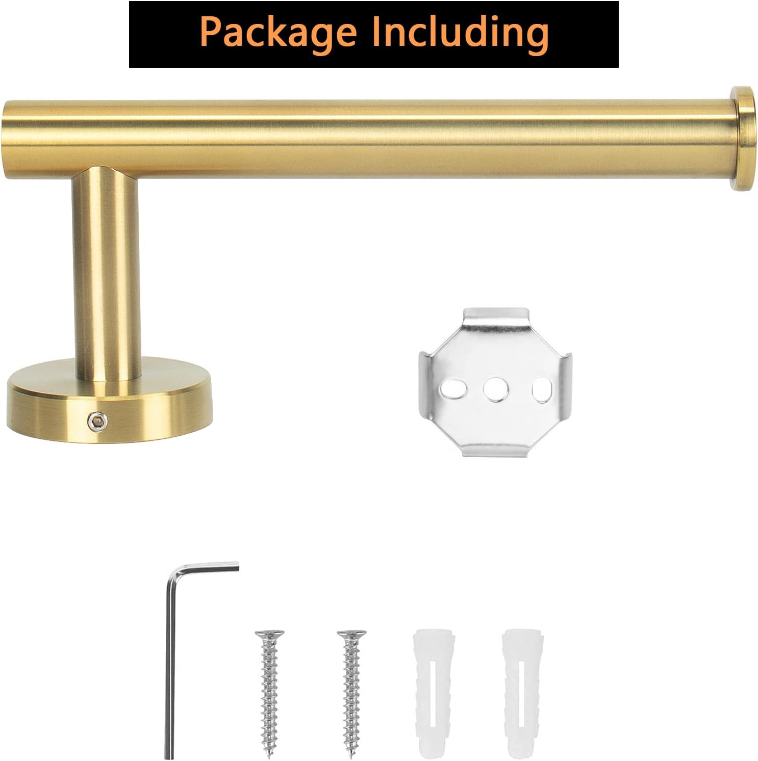 NearMoon Bathroom Toilet Paper Holder, Premium SUS304 Stainless Steel Rustproof Wall Mounted Toilet Roll Holder for Bathroom, Kitchen (2 Pack, Brushed Gold)