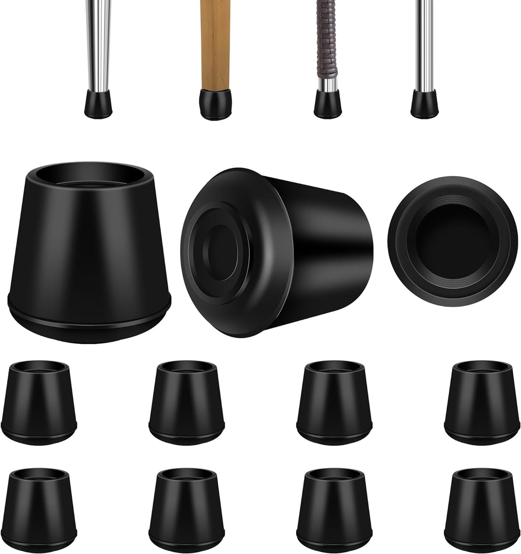 1-1/8” Round Rubber Chair Leg Tips Caps, Chair Leg Floor Protectors, Non-Slip Chairs Legs Caps, Stool Feet Protectors Cap, Folding Metal Chairs Legs Tip Replacement (Black, 8 Pack)