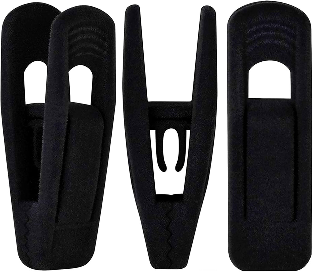 Black Velvet Hangers Clips 20 PCS, Non-Slip Velvet Clips for Suit Pant Skirt Hanger, Strong Finger Clips Perfect for Thin Flocking Hangers