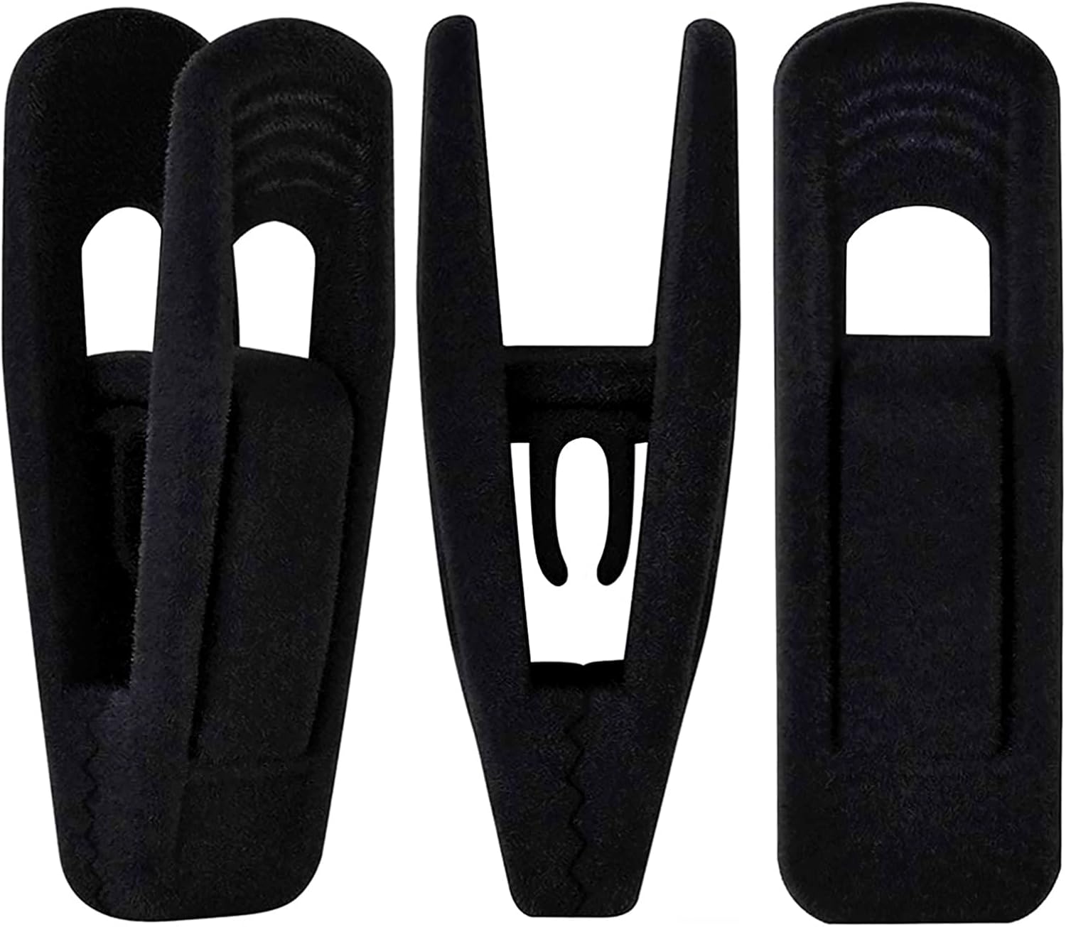 Black Velvet Hangers Clips 20 PCS, Non-Slip Velvet Clips for Suit Pant Skirt Hanger, Strong Finger Clips Perfect for Thin Flocking Hangers