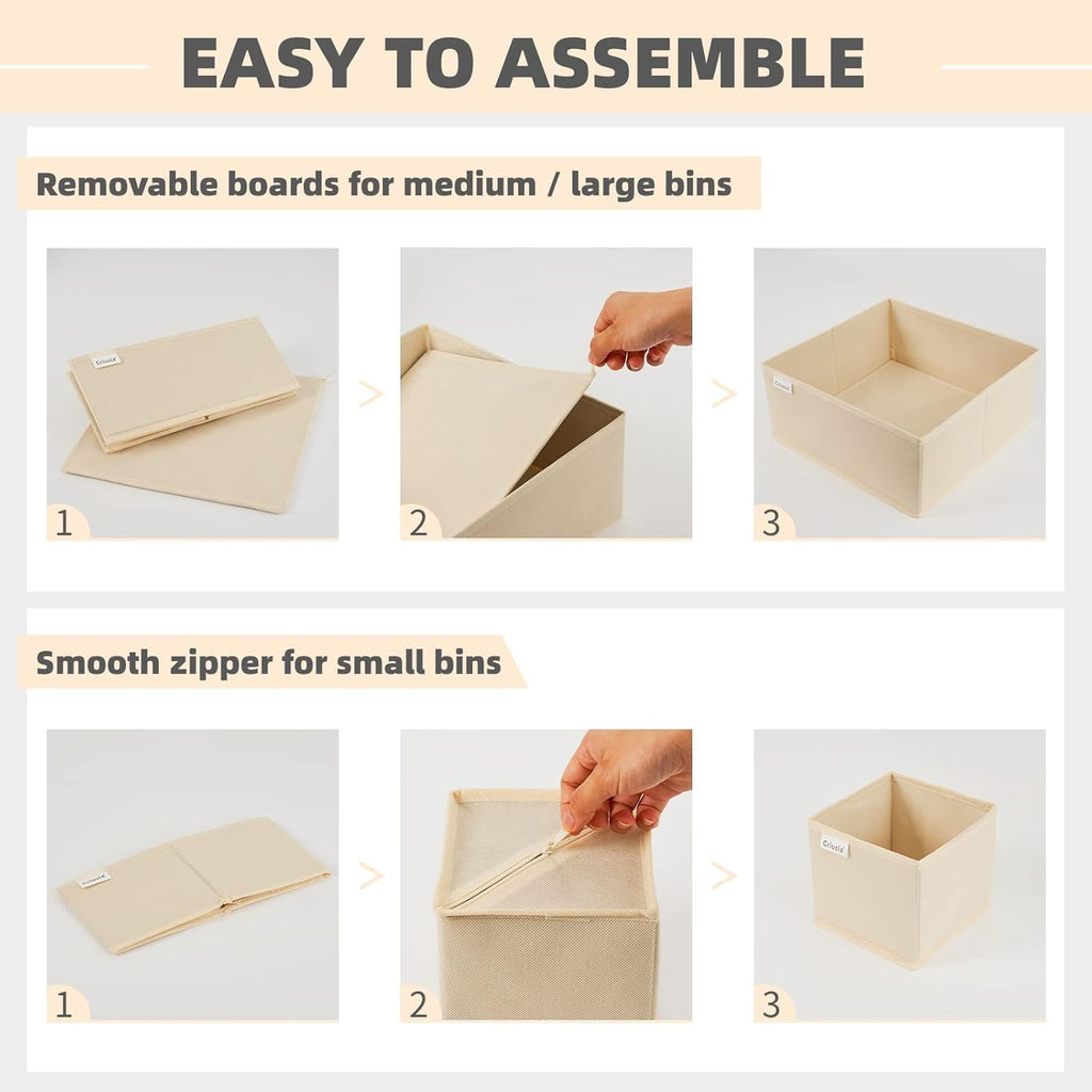 Criusia Drawer Organizer Clothes, 8 Pack Underwear Drawer Organizer, Foldable Cloth Storage Box Closet Organizers and Storage for Clothes, Socks, Scarves, Ties (Beige)