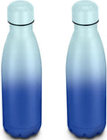 25oz Cola-Bottle Shaped Stainless Steel Leak-proof Water Bottle,Double Wall Vacuum Insulated Metal,Travel Mug For Sports Indoors & Outdoors,BPA-Free Kids Flasks,Green Blue(2 Pack)