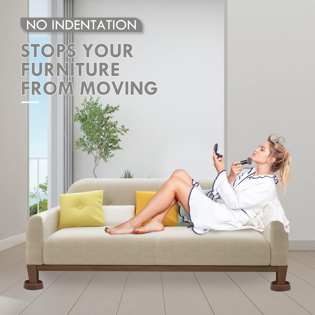 2X2 Round Rubber Caster Cups, Non Slip Furniture Pads, Anti-Slip Gripper, Anti Skid Furniture Feet, Anti Slide Floor Protector for Bed Couch Table Chair Stoppers (Brown, 4 Pack)