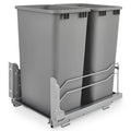 Rev-A-Shelf Double Pullout Trash for Full Height Kitchen Cabinets 50 Quart 12.5 Gallon with Soft-Close Slides, Metallic Silver, 53WC-2150SCDM-217