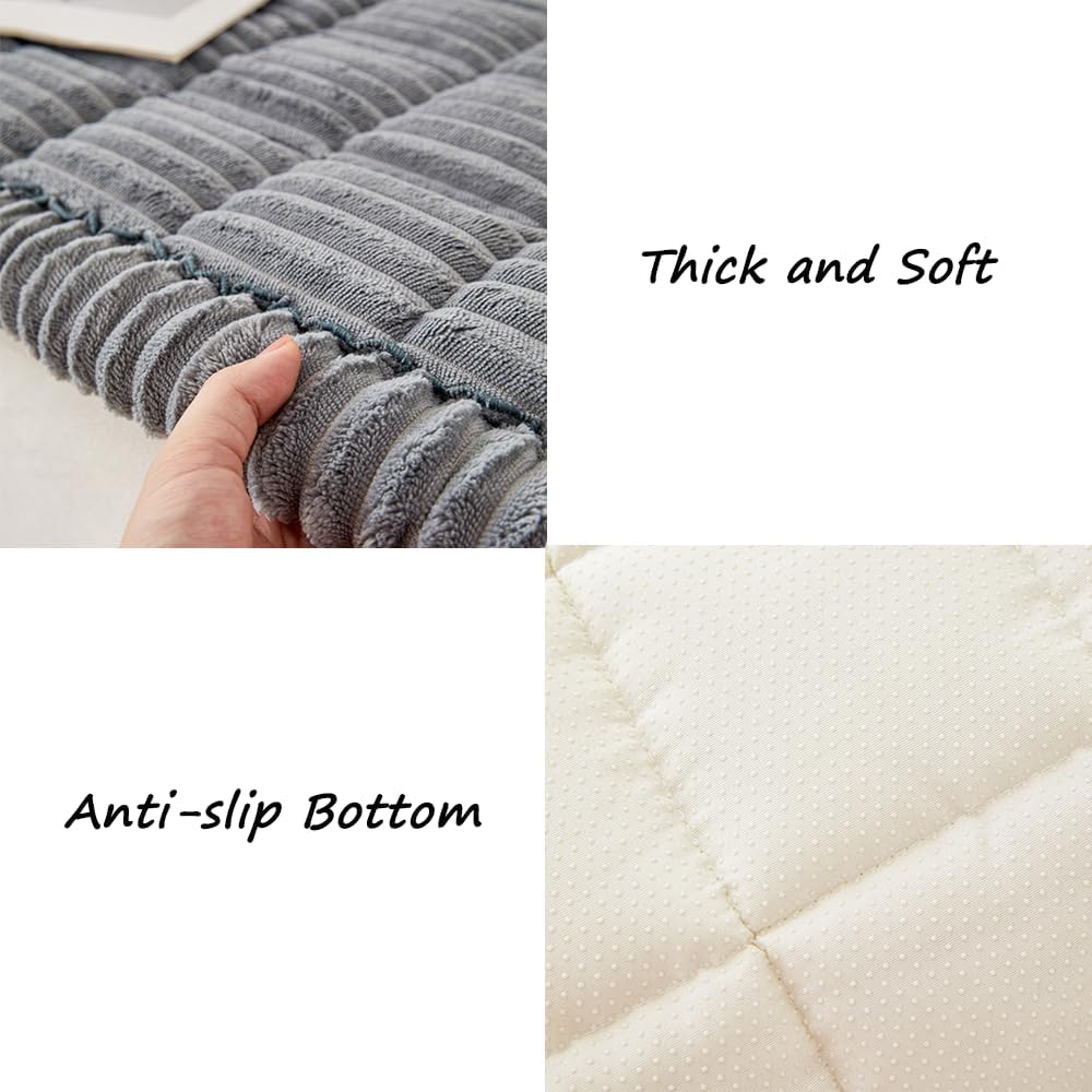 Couch Cover for Dogs Washable, Fuzzy Pet Couch Covers for 3 Cushion Sofa Pet Friendly, Non Slip Sofa Cover (Blue-Grey, 27.6" x 70.9"/70 x 180cm)