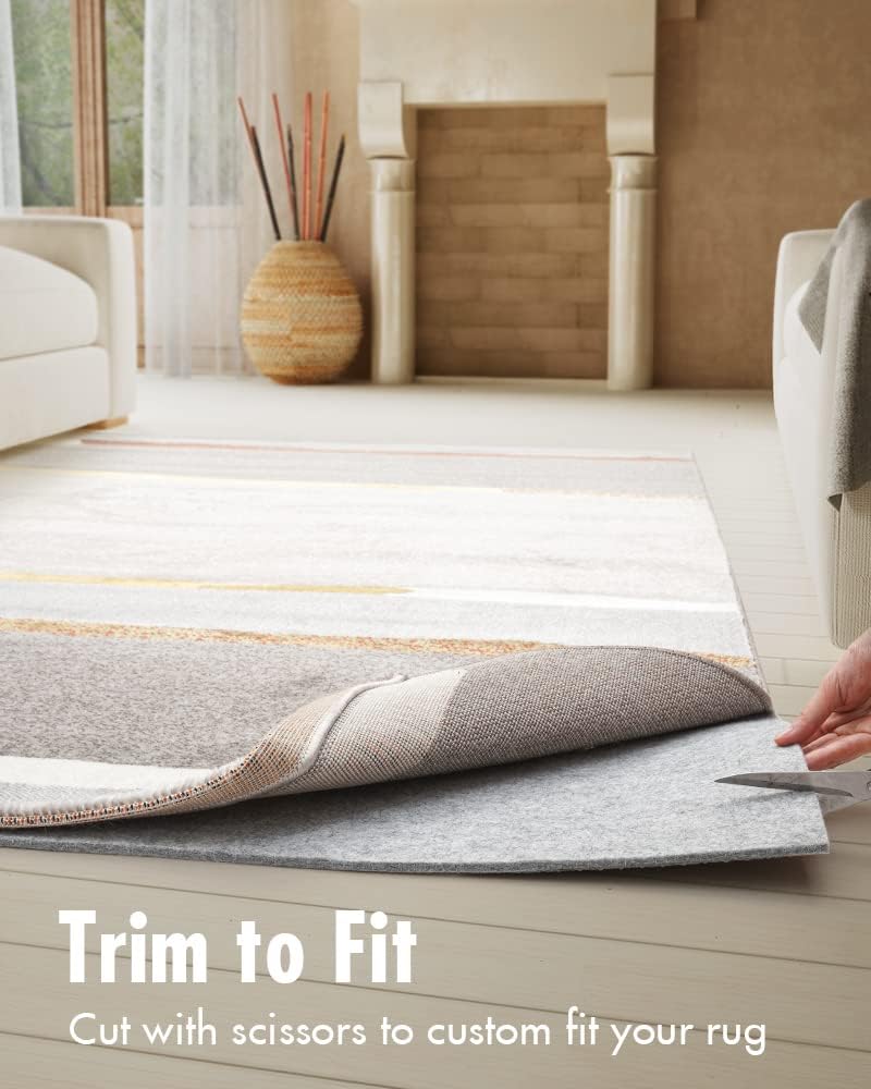 Non Slip Rug Pad Gripper - 2.6x12 Feet 1/4” Extra Thick Felt Under Rug for Area Rugs and Hardwood Floors,Super Cushioned Non Skid Carpet Padding