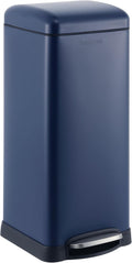happimess HPM1007H Betty Retro 8-Gallon Step-Open Trash Can, Fingerprint Resistant, Modern, Minimalistic for Home, Kitchen, Laundry Room, Office, Bedroom, Bathroom, Denim Blue