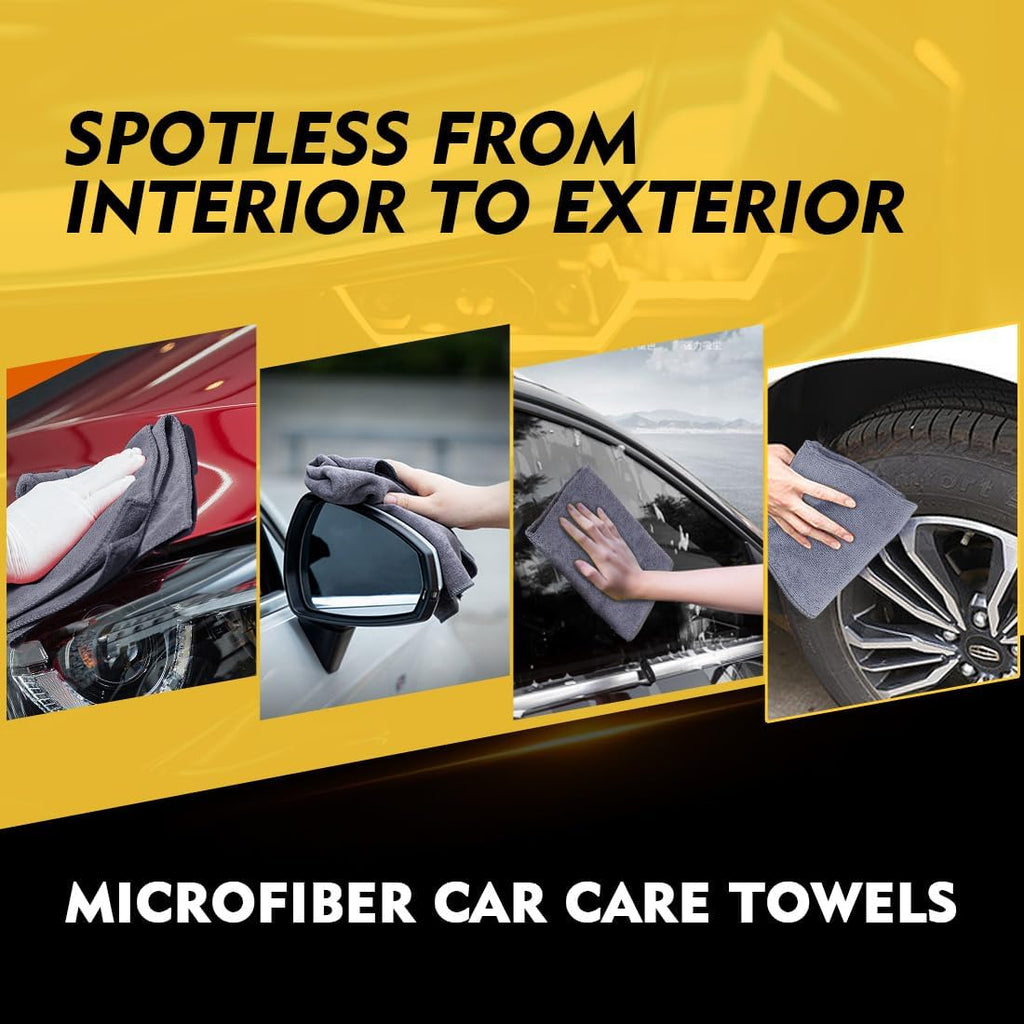 HOMEXCEL Grey Microfiber Cleaning Cloth 6 Pack, 12.5 x 12.5 inch Microfiber Towels for Cars, Ultra Absorbent Car Washing Cloth, Lint Free Streak Free Cleaning Rags for Car, Kitchen, and Window