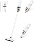 6-in-1 Lightweight Stick Vacuum Cleaner with 100W Powerful Motor, Mini Portable Household Handheld Vacuum Cleaner for Domestic Hard Floors, Carpets and Pet Hair (White Cordless with Plug)