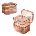 Retainer Case Denture Bath Case,Retainer Cleaner Case with Lid,Denture Cup for Partial Dentures,Mouth Guard&Braces,Denture Soaking Container Case for Travel (Orange)