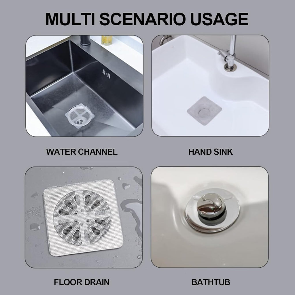 60PCS Disposable Shower Drain Cover Hair Catcher Shower Drain Mesh Stickers,4 X 4 Inch Disposable Floor Drain Sticker,Suitable for Bathroom, Bathtub, Kitchen Sewer Outlets.