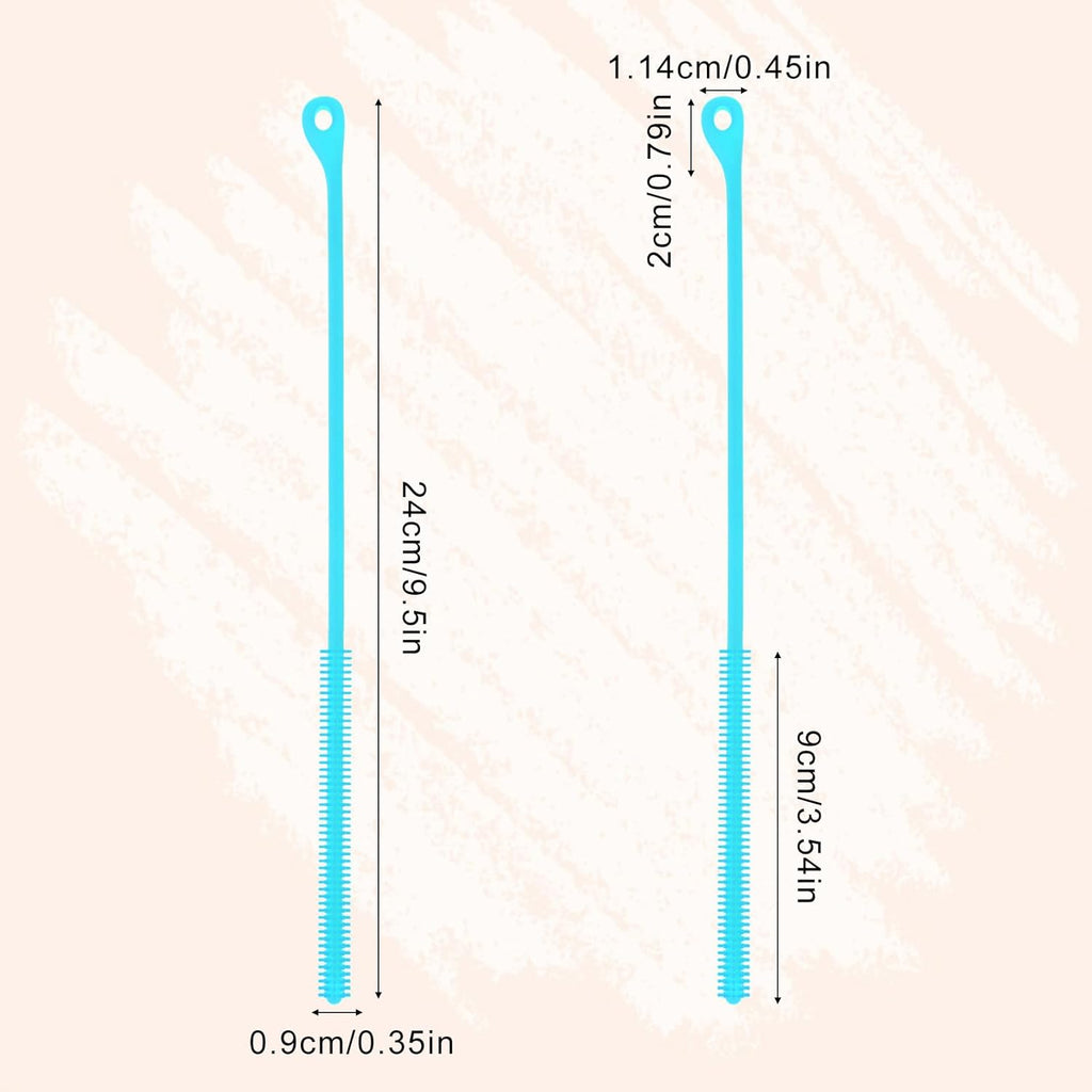 2pcs Silicone Straw Cleaning Brush, Straw Brushes Bristles Cleaner Brush Extra Long Straws Cleaner Brushes for Cleaning Stanley Drink Lid (Blue)