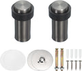 PATIKIL 2Set Round Door Stoppers, 80mm Stainless Steel Door Stop Doorstop Wedge Metal Cylinder Self Adhesive with Screw for Bottom of Door Floor Inside, Gold Tone