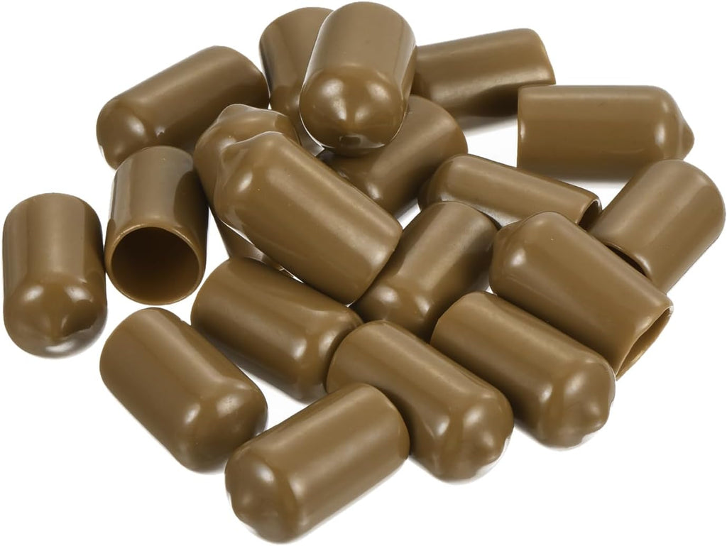 uxcell 20pcs Rubber End Caps 11.5mm ID Vinyl PVC Round Tube Bolt Cap Cover Screw Thread Protectors Light Brown