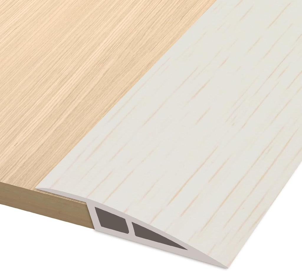 Vinyl Door Threshold Flooring Transition Strip Self Adhesive Carpet Edging Strip for Laminate Doorway Edge Threshold from 3/5" to 4/5" (Beige Wood Grain, 3.3 Ft)