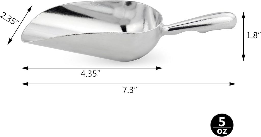 New Star Foodservice 34509 One-Piece Cast Aluminum Round Bottom Bar Ice Flour Utility Scoop, 5-Ounce, Silver (Hand Wash Only)