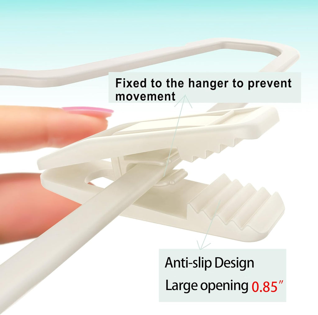 Hanger Clips Perfect for Velvet Hangers (Beige, 80 PCS), Strong Plastic Clips Pant Skirt Hanger Clips for Beige Flocking Felt Hangers