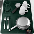GORILLA GRIP 100% BPA-Free Silicone Dish Drying Mat for Kitchen Counter, 18x24, Quick Dry, Water Catching Ribbed Design, Easy Clean Waterproof Sink Liner, Heat Resistant, Fits Under Rack, Hunter Green