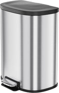 13.2 Gal/50L D-Shape Trash Can, Step-On Stainless Steel Garbage Can, Soft-Close Lid, Anti-Fingerprint Surface, Recycling Bin with Removable Inner Basket for Kitchen Dining Room