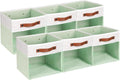 HNZIGE Clear Storage Cubes Bins 11 x 11, Fabric Storage Cube Bins for Storage Organizer,Shelf Storage Bin for Organizing, Cubby Foldable Cube Organizer Bin for Storage Blanket Home(White Green 6PCS)