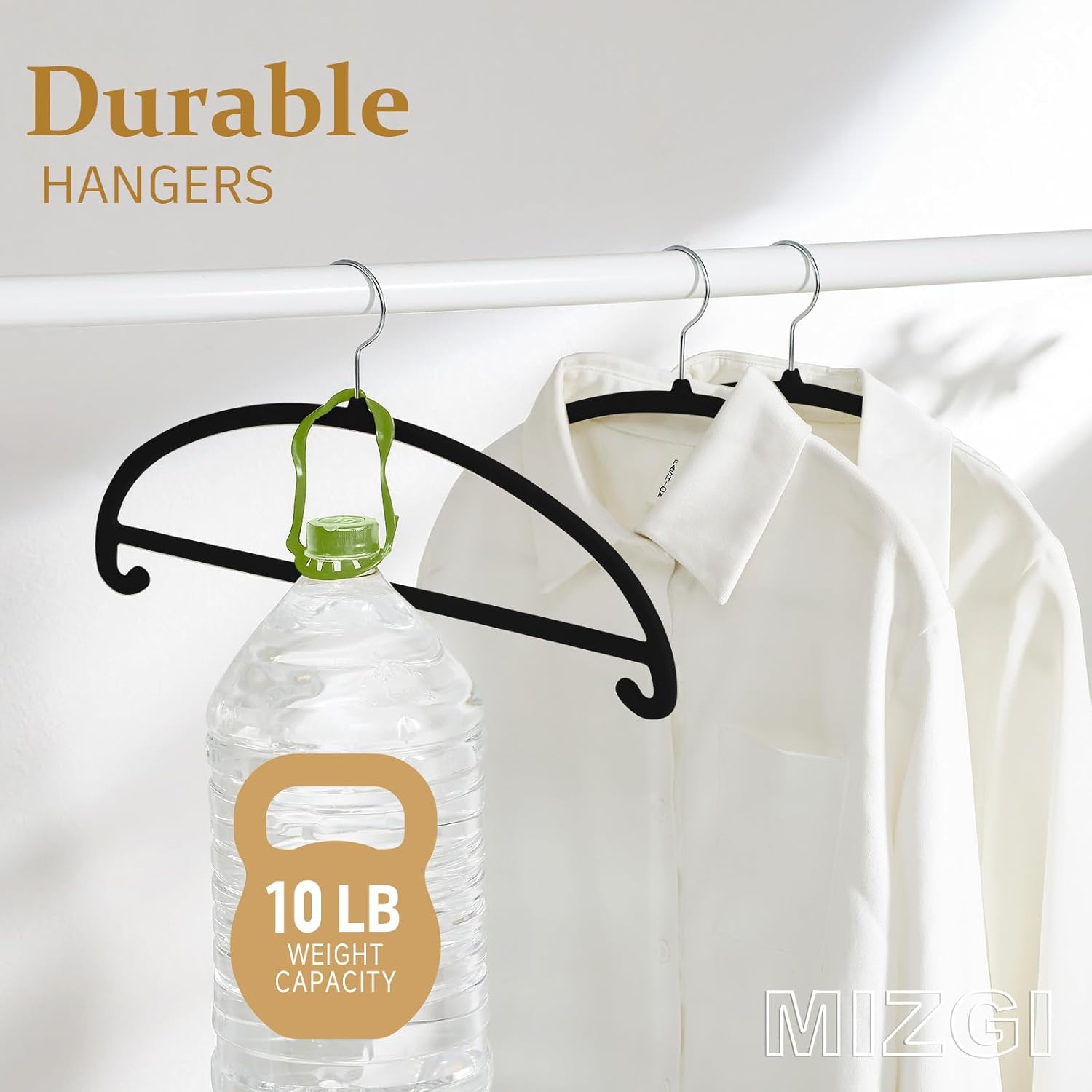 MIZGI 50 Pack Black Velvet Hangers - No Shoulder Bumps, Heavy Duty Non-Slip Chrome Hooks for Jackets, Coats, Pants