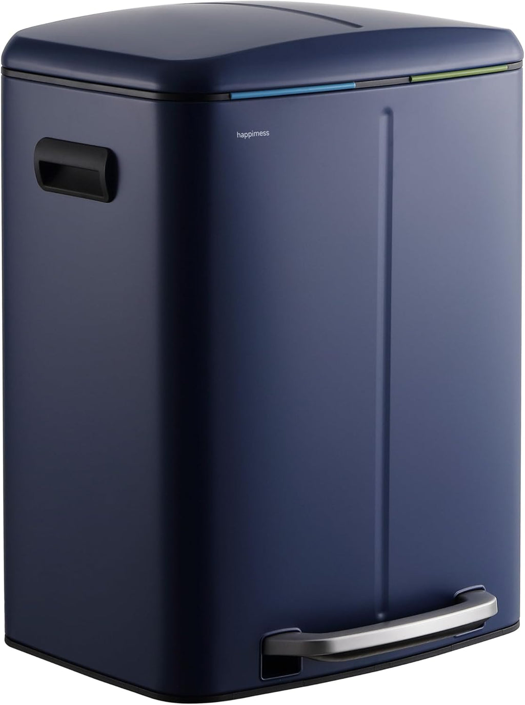 happimess HPM1005J Marco Rectangular 10.6-Gallon Double Bucket Trash Can with Soft-Close Lid, Denim Blue,with Soft-Close Lid, Modern, Minimalistic for Home, Kitchen, Office, Bedroom, Bathroom