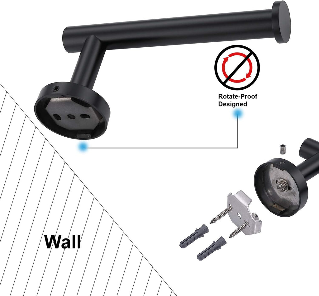 TASTOS Toilet Paper Holder SUS304 Stainless Steel Round Size Matte Black 2 Pack