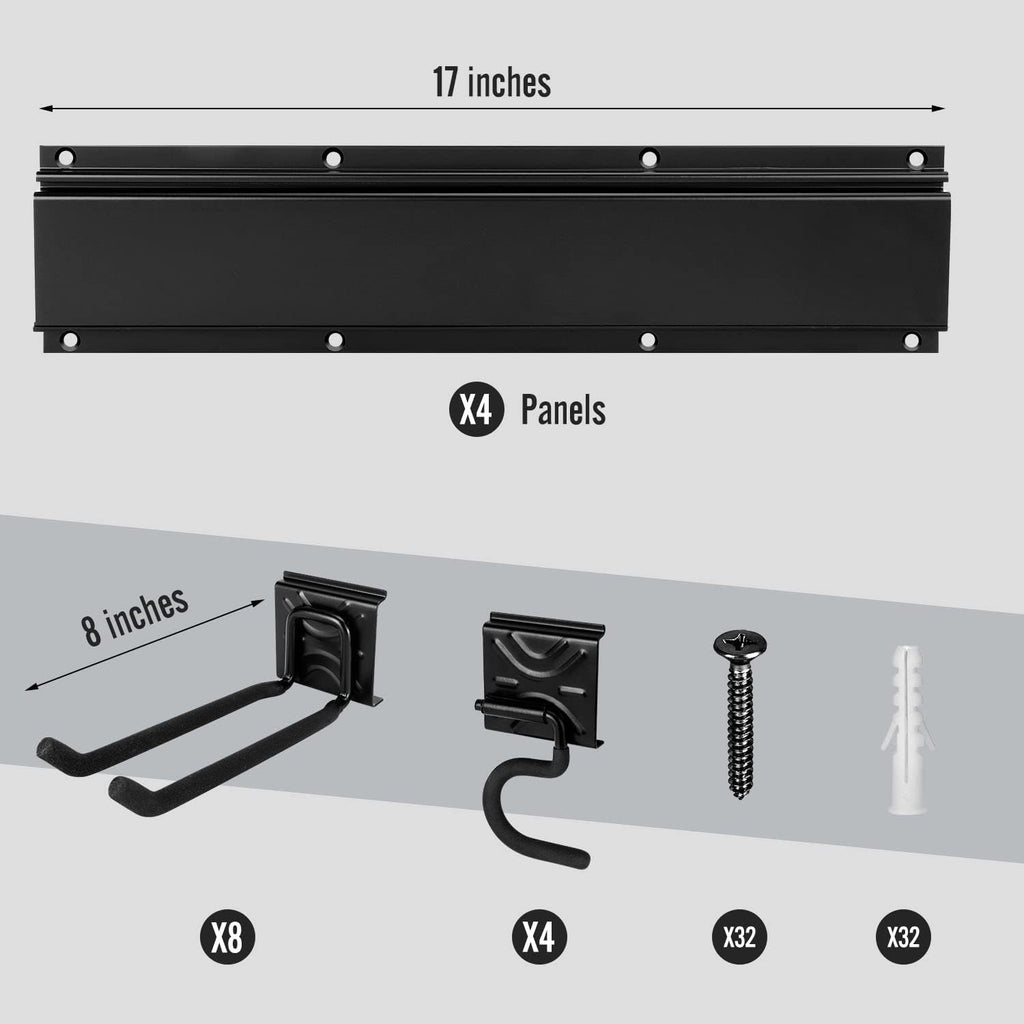 Garage Garden Tool Storage Rack Organizer Wall Mount, Yard Shovel Rack Holder Organization, Heavy-Duty Extra Width Panels for Hanging Landscaping Equipment,Ladders,Sport Gears,Hoses,Lawn Trimmer