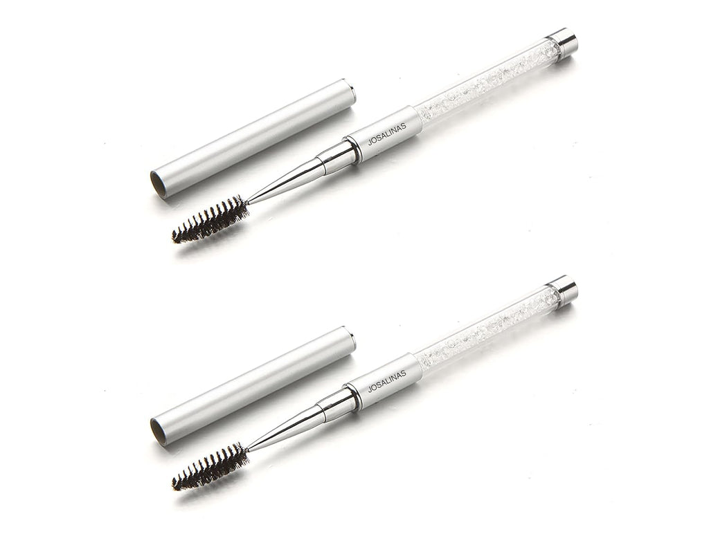 2PCS Mascara Brushes Eyebrow Eyelash Brushes Mascara Wands Spooly Applicators Eye Brushes Portable Cosmetic Brushes with Cap Spoolies Brushes for Eyelash Extensions and Eyebrows, Silver
