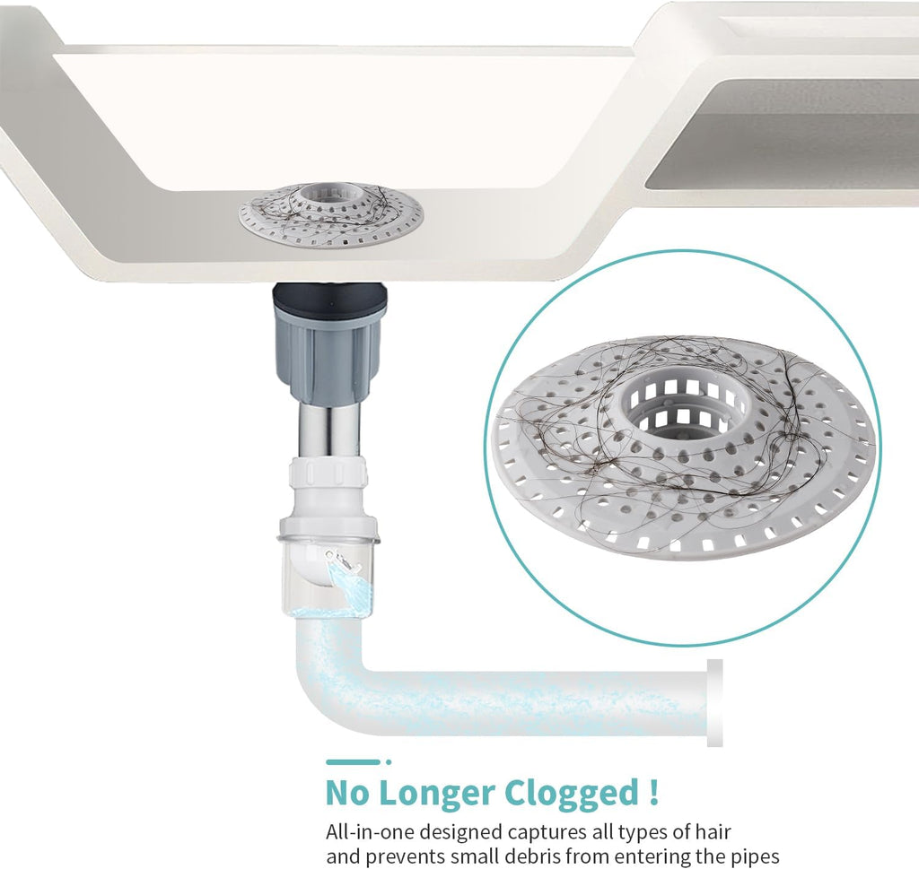 Bathtub Drain Hair Catcher,Silicone Tub Hair Catcher Drain Protector,All-in-one Shower Hair Drain Catcher Strainer for 1.48'' to 1.76'' Regular Drains, 3PCS(Patent Pending)