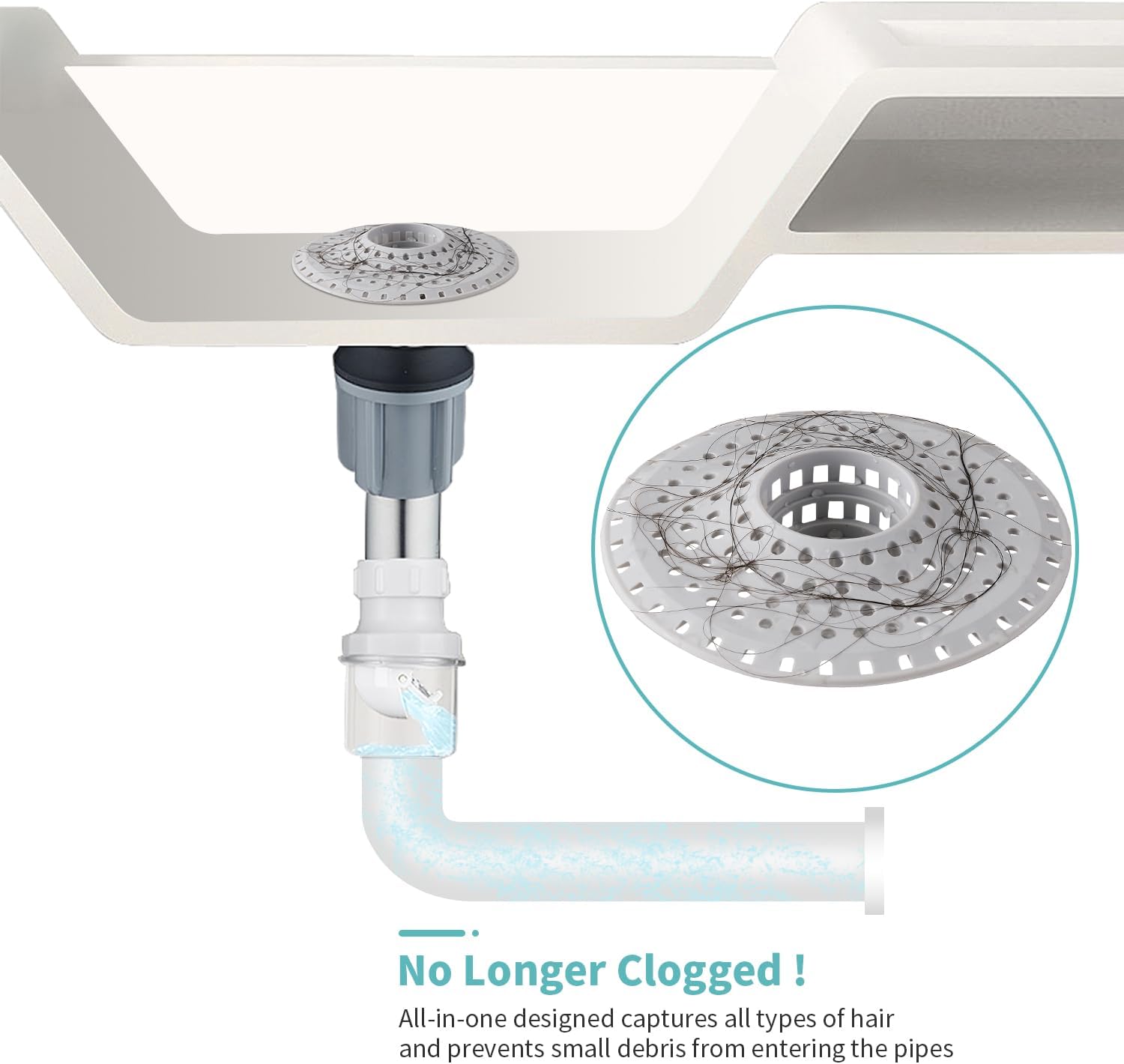 Bathtub Drain Hair Catcher,Silicone Tub Hair Catcher Drain Protector,All-in-one Shower Hair Drain Catcher Strainer for 1.48'' to 1.76'' Regular Drains, 3PCS(Patent Pending)