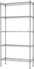 Auslar 5-Shelf Storage Shelves Heavy Duty 5 Tiers Standing Large Shelving Units Adjustable Metal Organizer Wire Rack, 14" x 36" x 72", Chrome