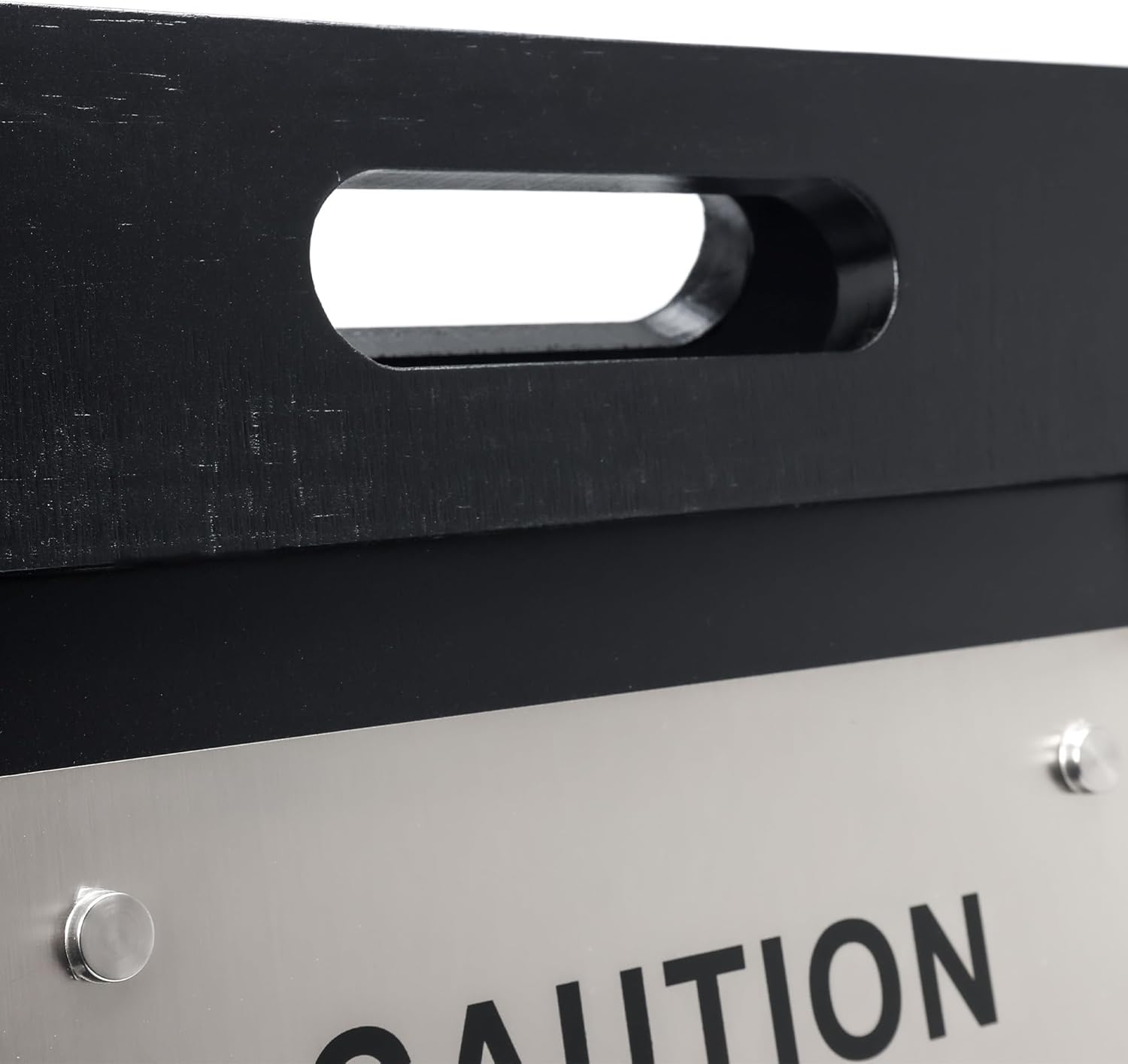 Premium Wooden Caution Wet Floor Sign – Bilingual w/ Non-Skid Plastic Feet – For Hotels, Schools, Offices, Areas, Restrooms, Pool Decks & Shops - Black Wood/Brushed Nickel Plate