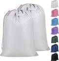 Polecasa Heavy Duty Large Laundry Bag with 130gsm Tear Resistant Fabric and Handles, Easy to Carry Durable Dirty Clothes Drawstring Bag, Perfect for College Dorm, Travel, 2 Pack 28”x36”, Silver