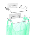 2 Pcs Stainless Steel Trash Bag Holder for Kitchen Cabinets Doors and Cupboards, Under Sink Bag Hanger, Portable Trash can, Waste Bins, Wall Adhesive Hanging Garbage Bins, With Wall Sticker Base