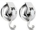 Suction Cup Hooks for Shower, Bathroom, Kitchen, Glass Door, Mirror, Tile – Loofah, Towel, Coat, Bath Robe Hook Holder for Hanging – Waterproof Wreath Hook (Silver 2Pack)