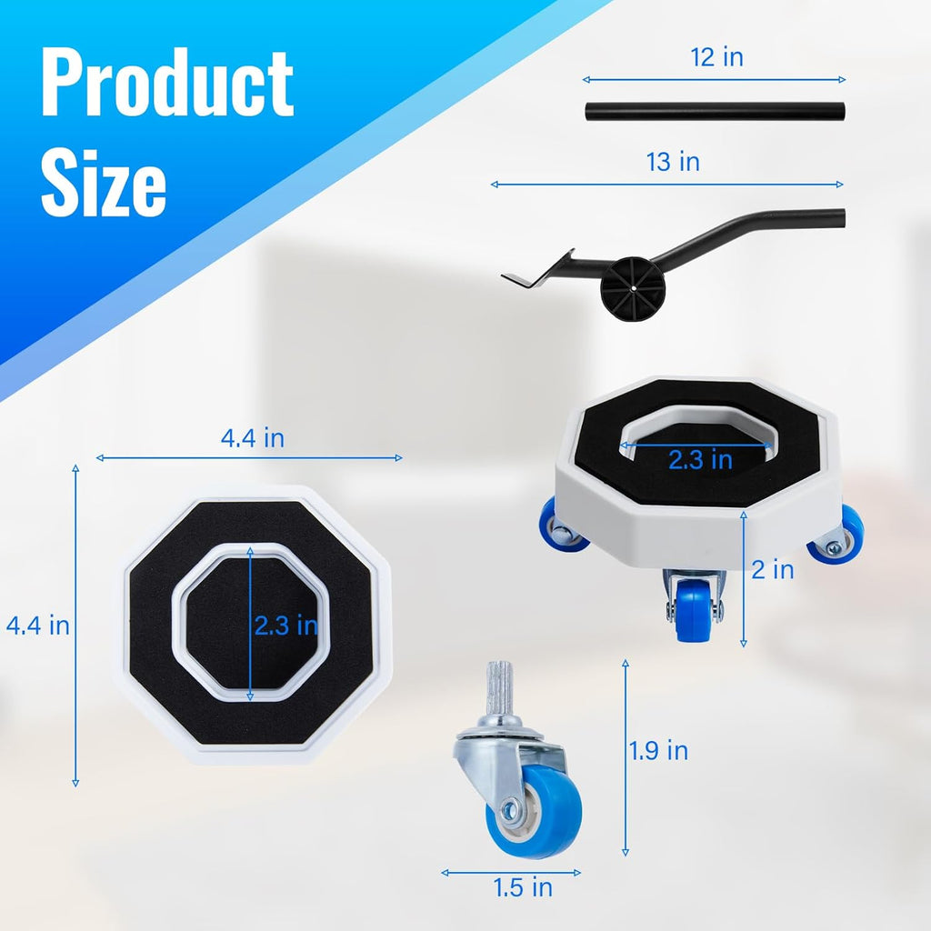 New Upgrade Furniture Sliders, Furniture Lift Heavy Duty Furniture Moving System with Roller Dolly Set Mover Tool Set750LBS- 4 Hexagonal Sliders with 4 Blue Wheels and Moving Rod
