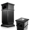 IRONWALLS Commercial Trash Can with Lid, Black Outdoor Garbage Can for Patio, Side Opening Steel Square Commercial Waste Bin, Decorative Trash Container with Removable Inner Bucket for Park, Garden