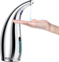 Automatic Soap Dispenser with Infrared Sensor - Adjustable 4-Level Touchless Hand Soap for Kitchen, Bathroom - Battery Operated Electric Dispenser, Durable Plastic, Smart Soap Holder (Silver)