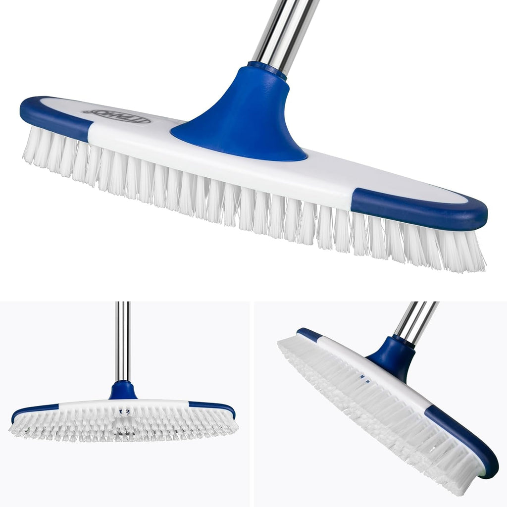 ITTAHO Floor Scrub Brush with Long Handle - 53" Deck & Grout Cleaner Brush Set for Tile, Marble, Stone, Bathroom, Patio, Garage, Deck & Floor Cleaning