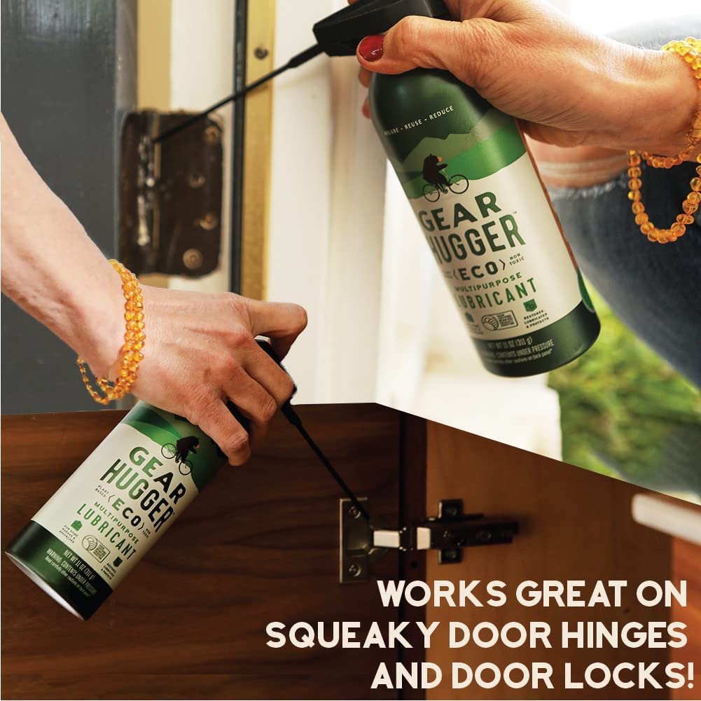 Gear Hugger Multipurpose Lubricant - Eco-Friendly (11 oz Bottle & 3 oz Bottle), Rust Remover - Garage Door Lubricant Spray, Door Hinge Lubricant & Lock Lubricant - Plant-Based, No Petroleum, No PTFE